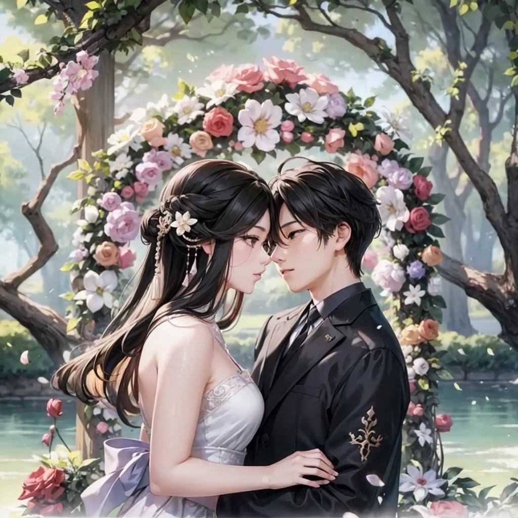 Professional wedding photography, (Masterpiece), (intricate details), (Photorealistic:1.3), (Film grain:1.3), (perfect anatomy:1.3), [:(intricate details), (detailed skin), (Detailed Face):0.2],, in paris, France, In front of the Eiffel Tower, BREAK, Korean,Girl and Woman, Romantic photoshoot with a couple in elegant outfits, Holding Hands Good Hands, perfect arms,One girl has red short hair ,The second blonde girl ,Back glow ,glistering,lanterns,Garland,the night,Everything is lit up