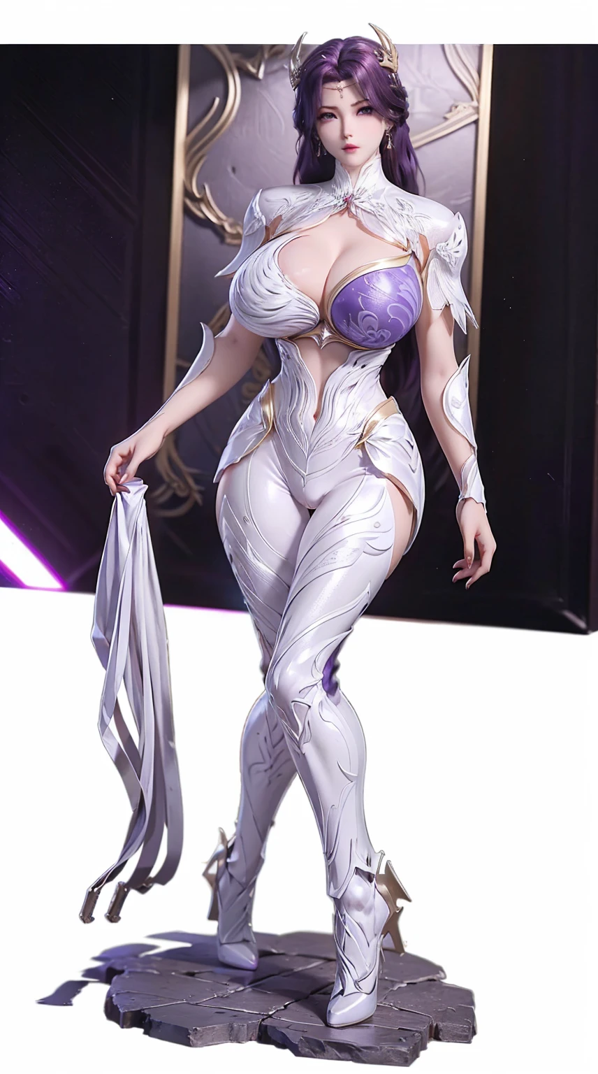 (DRAGON QUEEN HELM), (ULZZANG), (HUGE FAKE BOOBS:1.2), (PURPLE, WHITE), (FUTURISTIC MECHA CROP TOP:1), (CLEAVAGE), (SKINTIGHT YOGA PANTS:1), (HIGH HEELS), (PERFECT BODY:1.2), (FULL BODY:1.2), (LOOKING AT VIEWER), (STANDING:1.3), SEXY BODY, (MUSCLE ABS:1), UHD, 8K, 1080P.