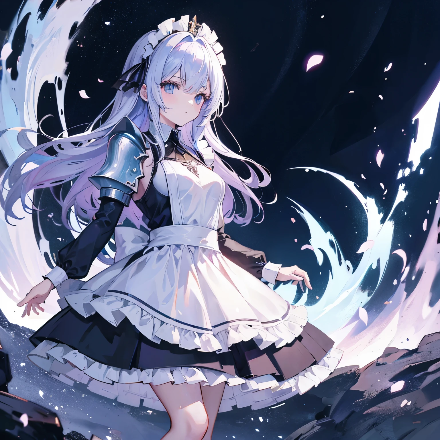 Anime maid girl clothes, paladin armor, fantasy armor, ((knight paladin armor)), light armor