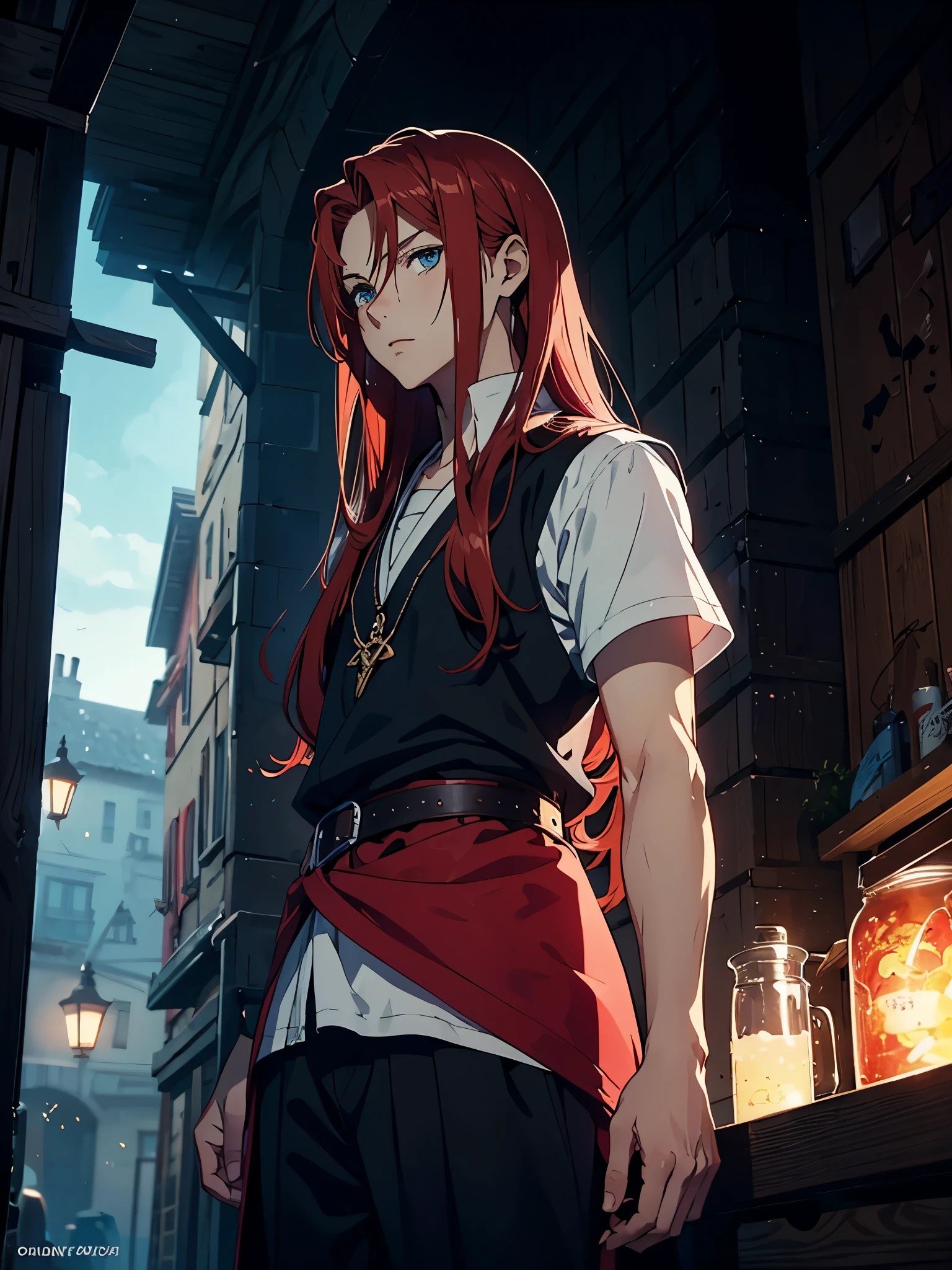 Noch mehr Anime Stil. Mehr anime. Mehr 2D. Clean. More anime. 2d. Glow. Red hair. More anime. male. Long hair. long red hair. boy, vikings. red hair. blue eyes. 火.