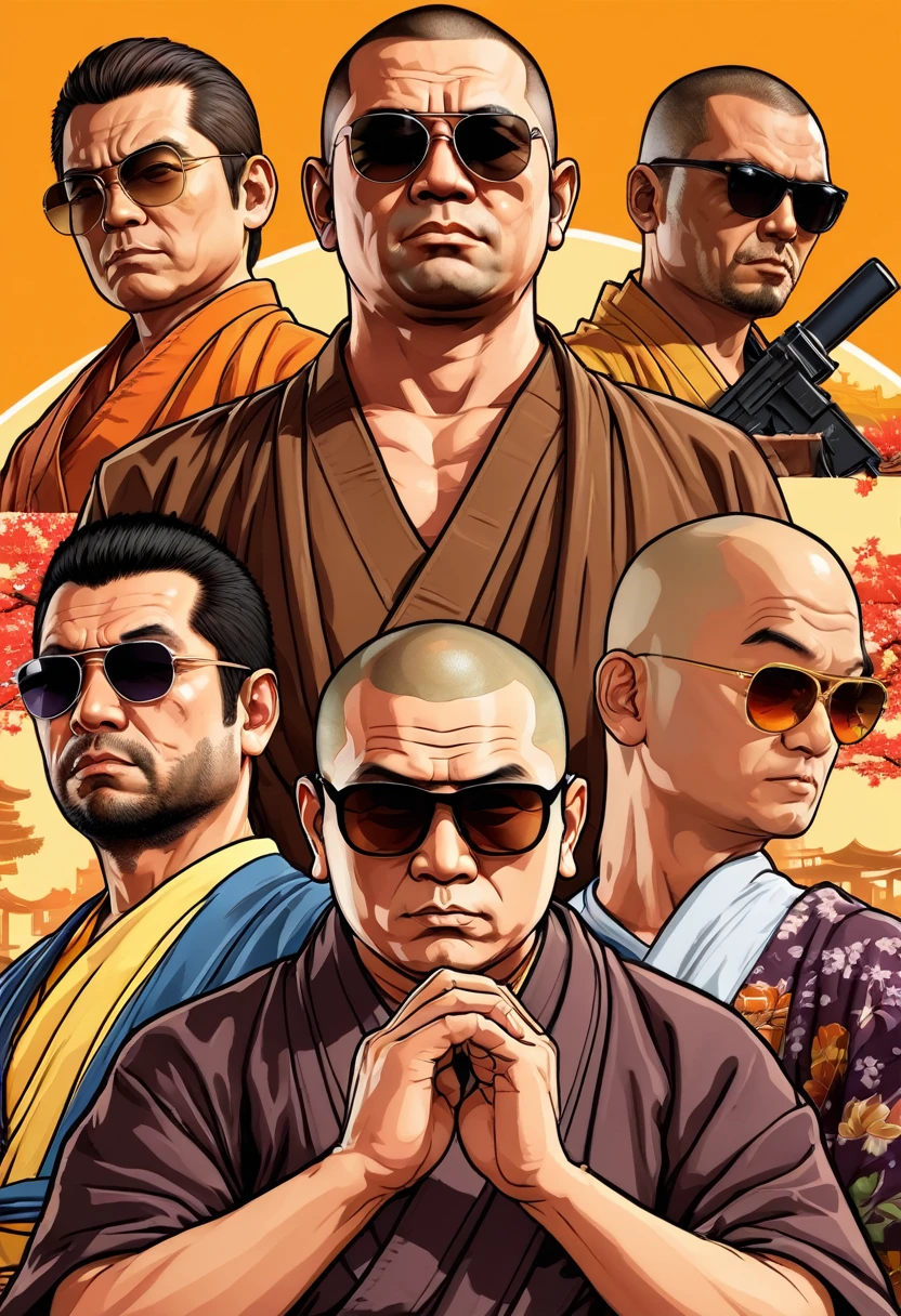 grand theft auto,grand theft auto ,, Japanese monk、Small、Expert、strongest、sunglasses、Buddha、