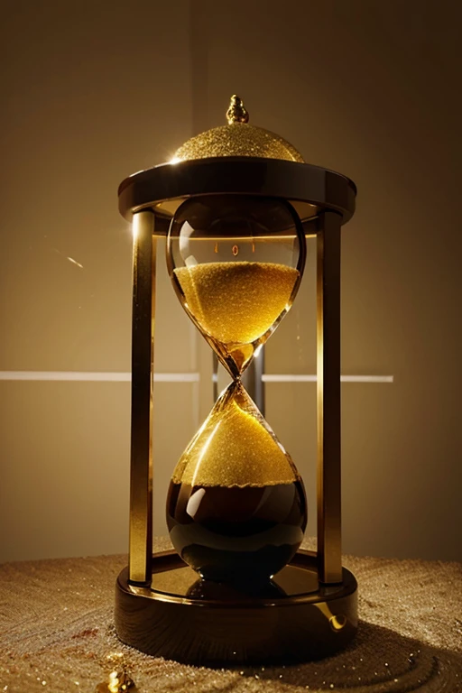 giant golden hourglass surrounded by riches