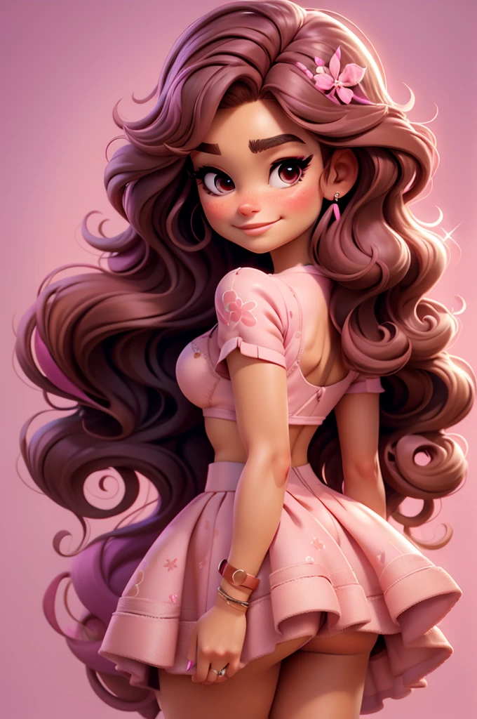 lea michele, barbie, pink fushia, glitter, glamourous, brown hair
