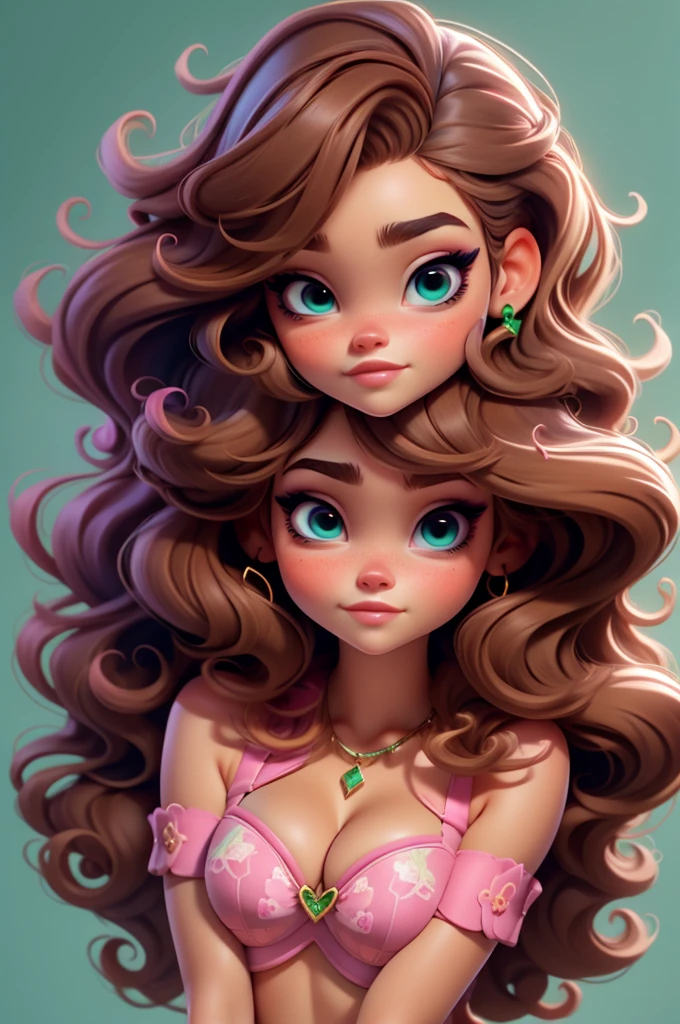 barbara palvin, barbie, pink fushia, glitter, glamourous, brown hair, green eyes, bright eyes, blue eyes,