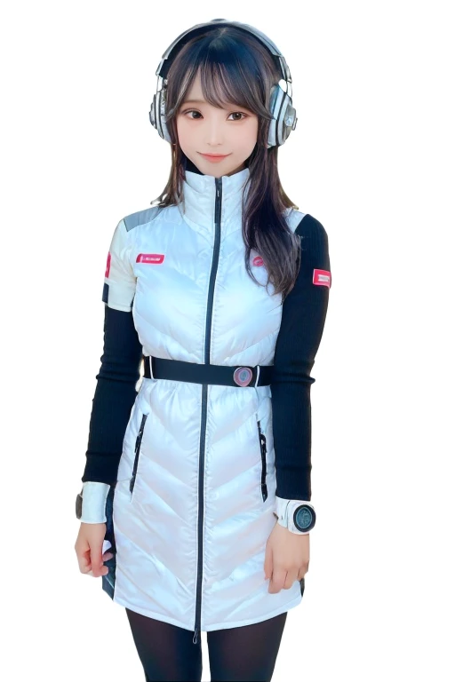 masterpiece, Highest quality, Very detailed, 8K Portrait,Japanese Android Girl,plump , Control panel,Robotic arms and legs, Blunt bangs,,break (Metallic Gray, Metallic luster, Mirror finish, Astro Best):5,headphone:5,break (Black sleeves):100,Smart Watches,Futuristic space station,Control Room,break headphone,blue eyes,(Black Hair):2,(Long Hair):1.3,Viewer Display,(respirator),break blush:3,Hidden Hand,smile