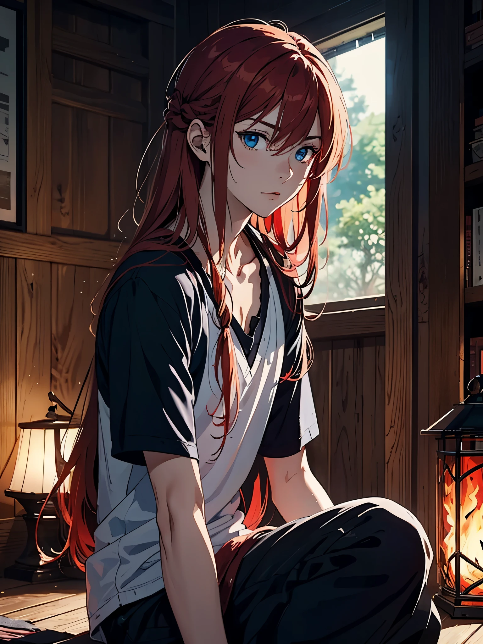Mehr anime. Mehr 2D. Clean. More anime. 2d. Glow. Red hair. More anime. male. Long hair. long red hair. boy, vikings. red hair. blue eyes. 火.