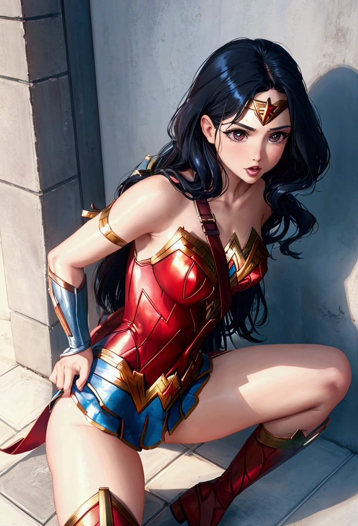 wonder woman doggie sex position, angle from the back