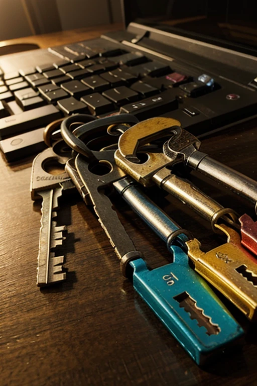 bunch of old and colorful keys 