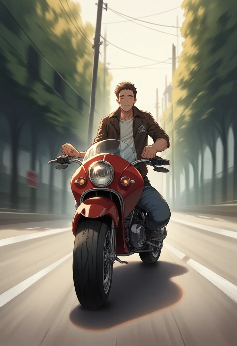 Man driving a motorcycle, beautiful woman, perfect body, riding a motorcycle, sexy clothes, is, visible thong, high quality Social realism, depth of field, cinematic lighting, image Fill, Wide-Angle, NIKON, 8k, super detail, textured skin, super detail, high quality, highres