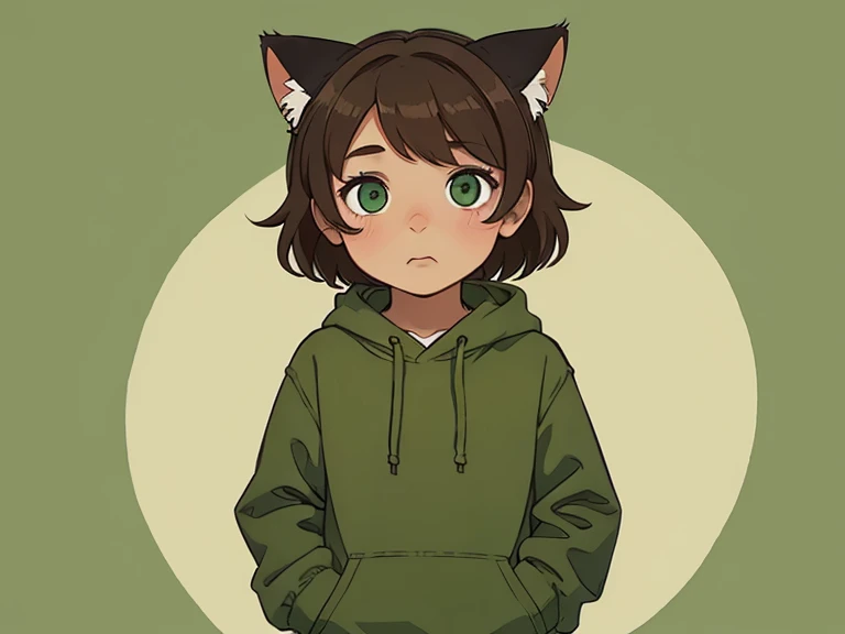 young, little ???, 5 year old boy, brown hair, green eyes, more tanner skin, cutesy clothing style, cat ears