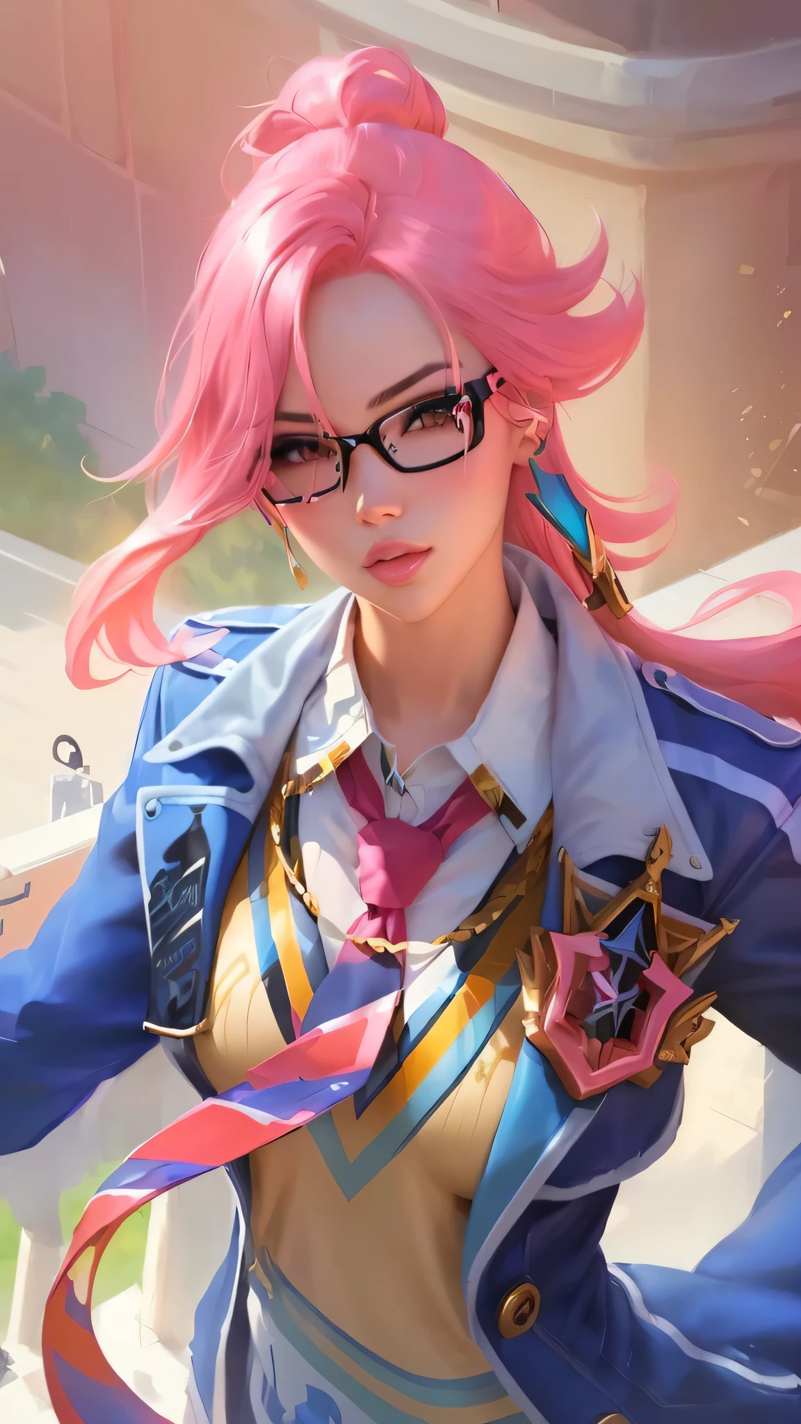 a close up of a woman with pink hair and glasses, kda, style artgerm, artgerm lau, extremely detailed artgerm, range murata and artgerm, ig model | artgerm, ! dream artgerm, artgerm jsc, sakimichan, artgerm. high detail, artgerm detailed