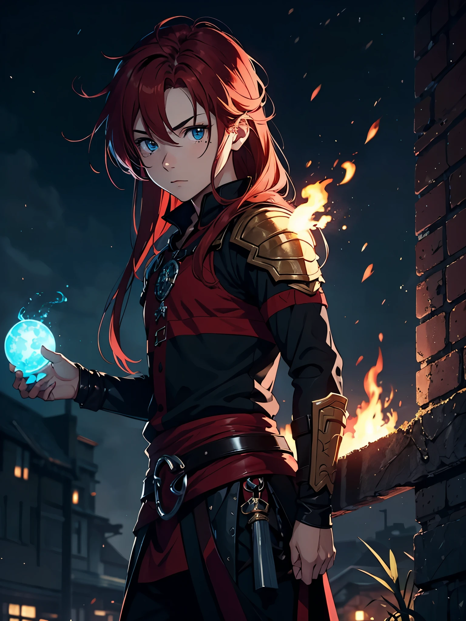 With snake. More anime. 2d. Glow. Red hair. More anime. male. Long hair. long red hair. boy, vikings. red hair. blue eyes. 火.