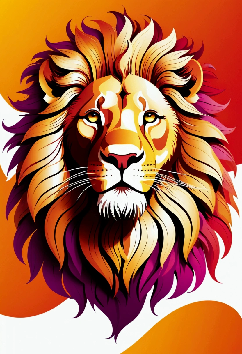 ::style vetor, lion vector logo, colorful color,  soon in (((lion format), flowers, fire flames around the logo,  white image background ::n_style,  logo with Deformations, ultrarealistic, 32K