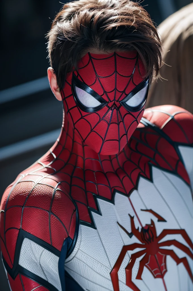 Spiderman Pictures, No mask, 20th Generation, good looking, Detailed face, looking at the camera, Portraiture, 8K Ultra HD, high quality