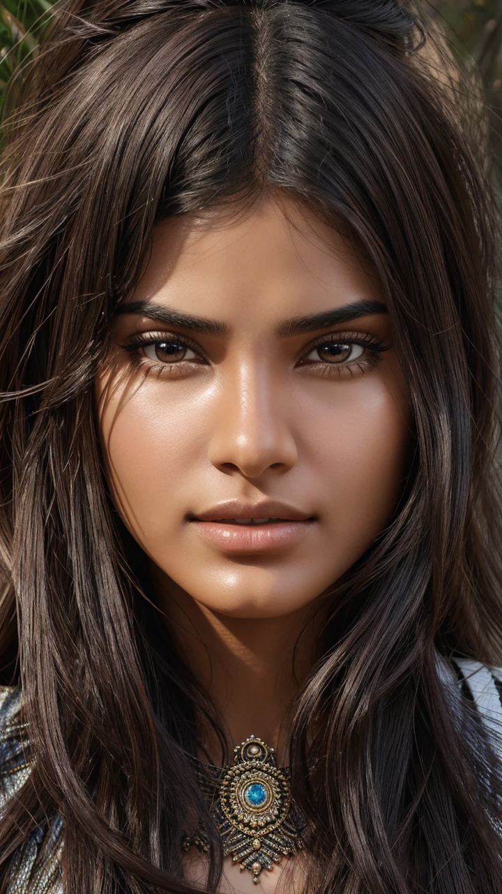 "Design a highly realistic girl  model of a 20-year-old Indian individual. The model should have long, flowing hair that appears natural and well-maintained. Ensure the facial features reflect typical Indian characteristics with a warm, lifelike skin tone. The eyes must be black, expressive, and look real, with intricate details in the iris and reflections to enhance their lifelike quality. The model should have a friendly smile and an overall youthful appearance. Pay close attention to details such as skin texture, individual hair strands, and natural expressions to maximize realism. The final model should look convincingly real and be suitable for use in various applications such as virtual environments, avatars, or character designs."

