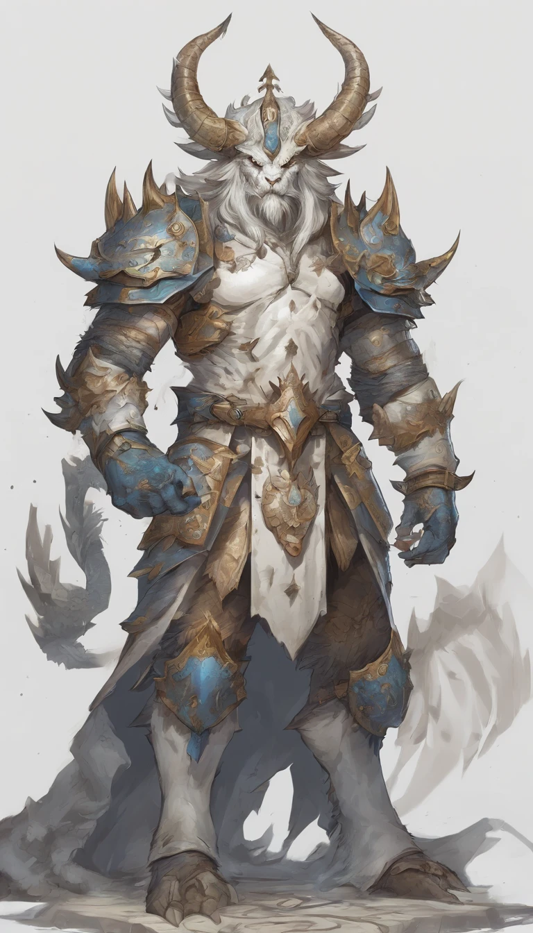 white background motion concept character art dnd a massive half-blue dragon warlord formidable warrior --ar 9:13--v 6.0 