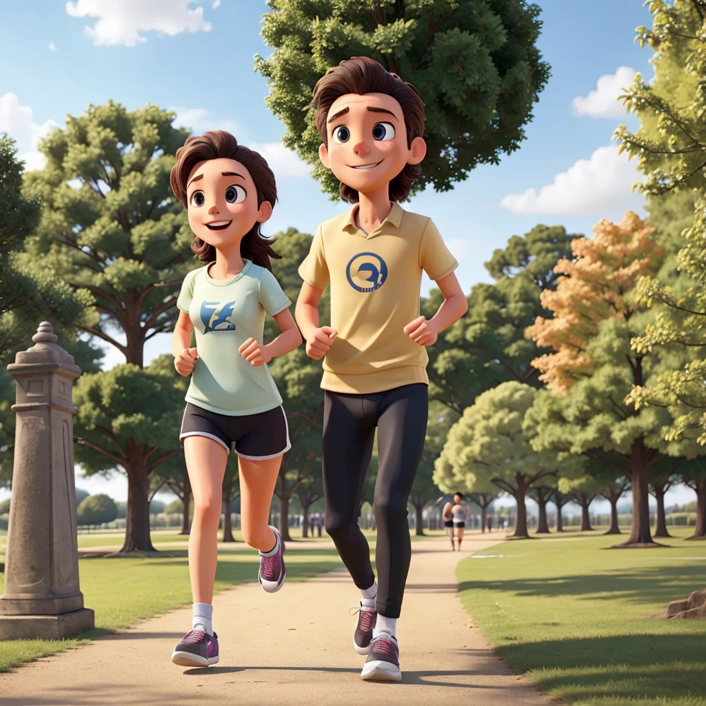 A couple running in the park