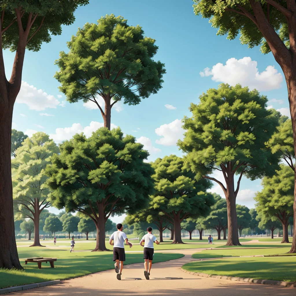 A couple running in the park