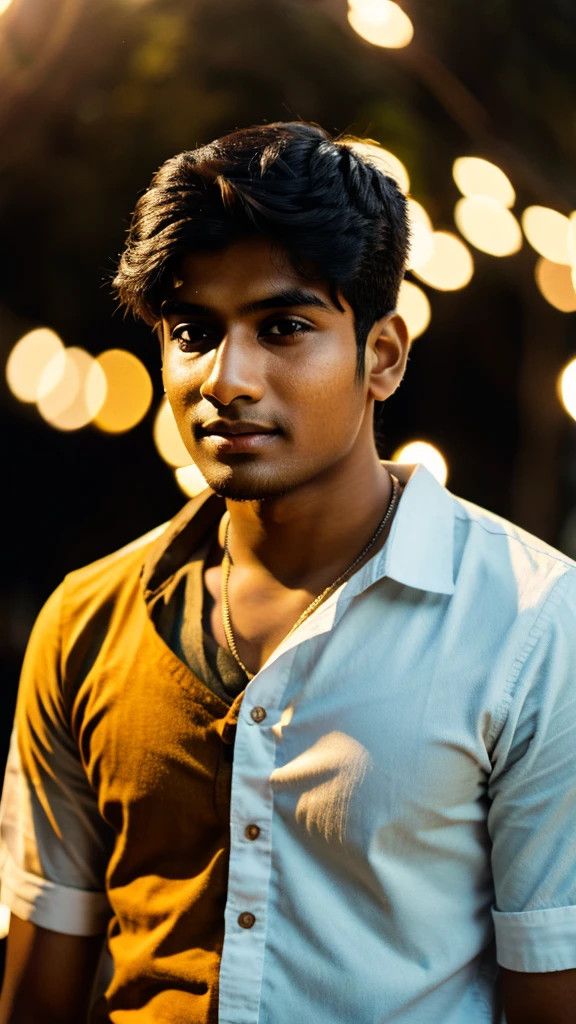 Create a young indian boy 19-21 years lf age with light hair