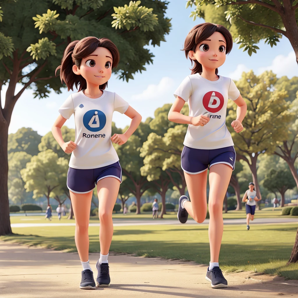 A couple running in the park wearing branded clothes 