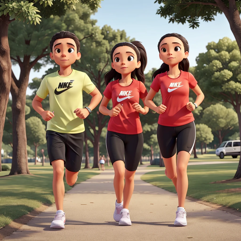 A couple running in the park wearing Nike clothes