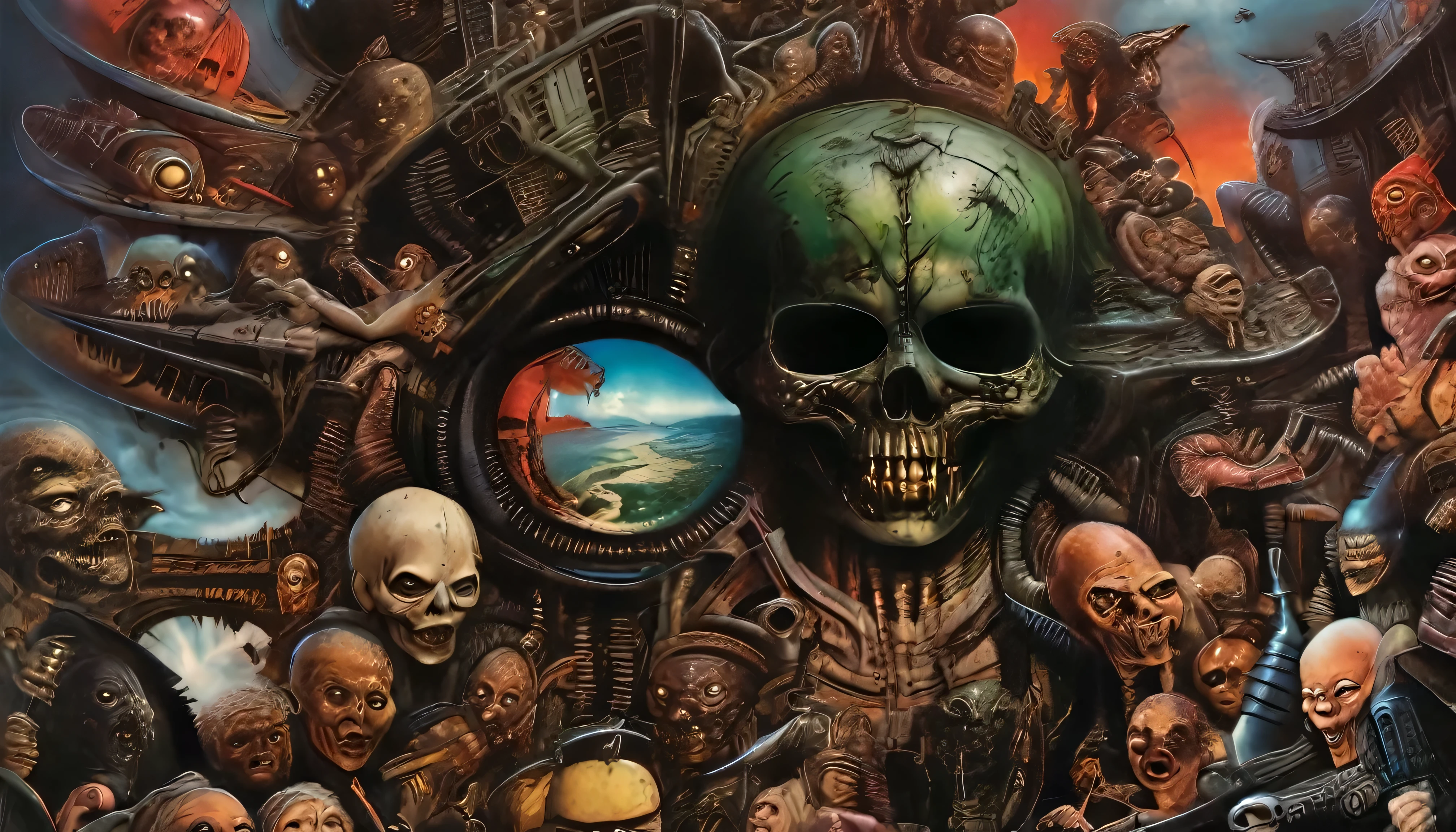 in (medium full shot:3.1) of lot of characters from a movie for Galaxy of Terror, inspired by Clyde Caldwell and Greg Rutkowski, futuristic apocalypse, stalenhag, metal album cover, gwar, heavy metal band promo, wayne barlowe pierre pellegrini, (with Creepy, Sci-Fi, Fantasy and Horror:2.9) retro sci fi, Horror movie, very detailed body, moody, epic, ((Cinematic film)), ((Ultra Detailed)), Complex, ((Sharp Focus)), Object Texture, Studio Photo, Complex Details, ((Highly Detailed)), Photo Real Style, ((Hyper-realistic)), High Dynamic Range, ((Realistic Textures)), 8K UHD, Nikon D 850, Kodak Portra 400, Fujifilm XT, rich colors, (3D rendering:3.1)