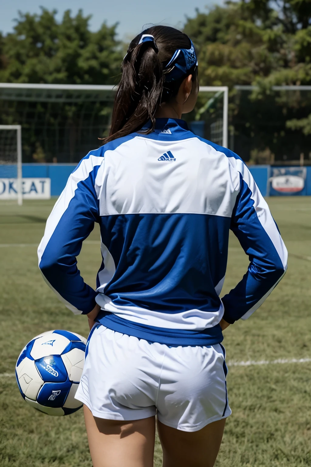 Soccer goalkeeper uniform blue and white colors 