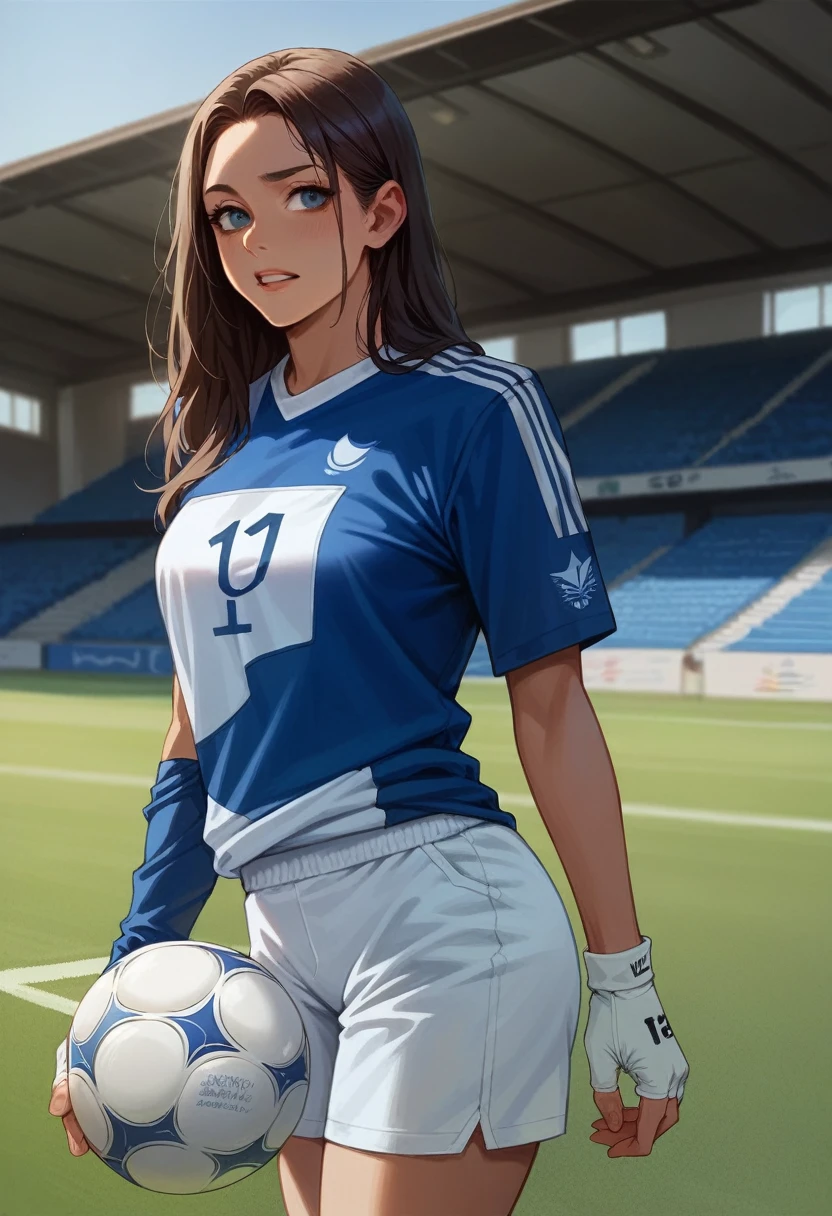 Soccer goalkeeper uniform blue and white colors