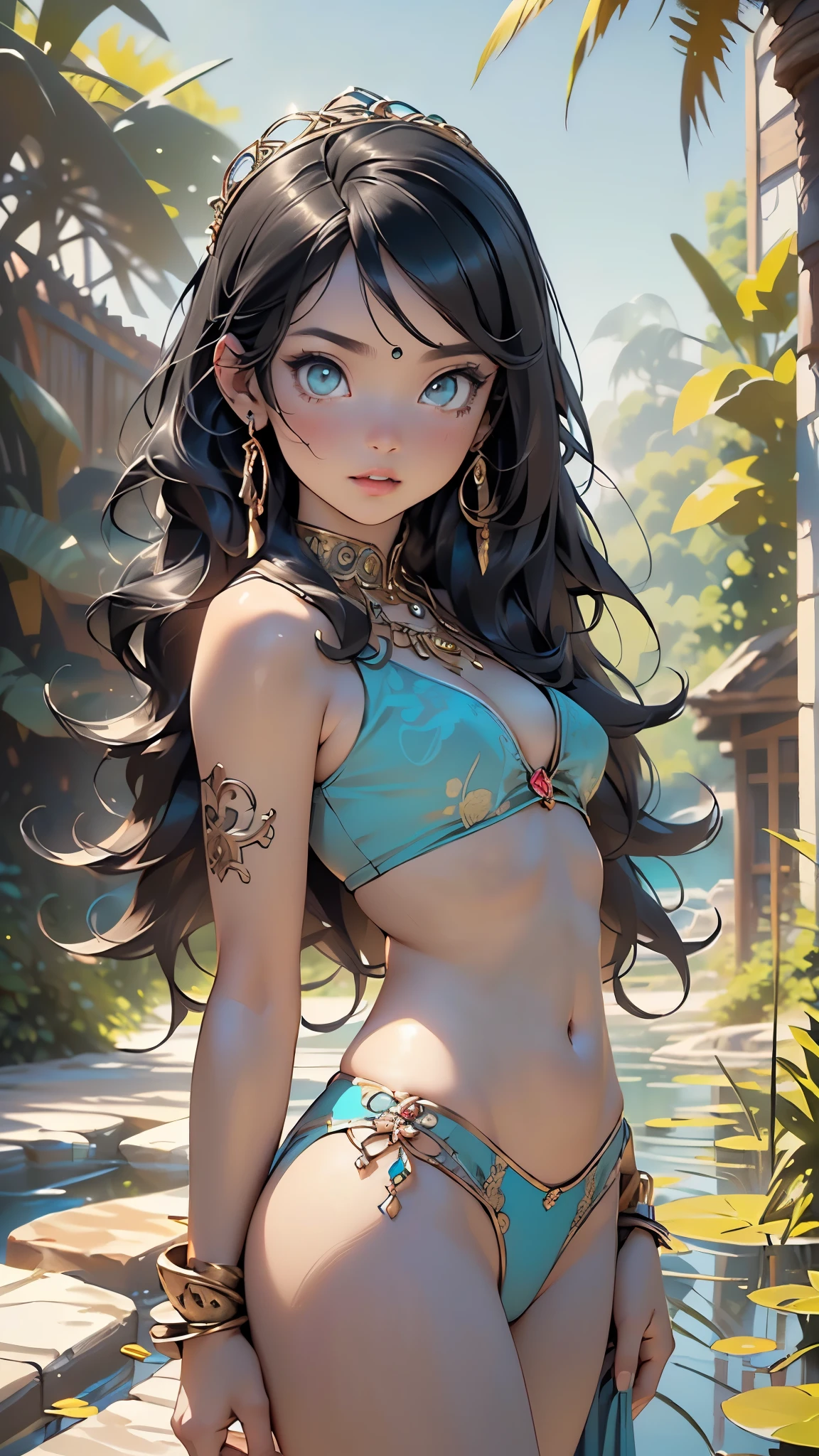 cute ,(((little ,tiny little body,little,chibi))),(((6 ))),((anime with extremely cute and beautiful black hair)),((((indian girl)))),(((flat chest))),((((black hair:1.35,messy hair,colored inner hair,absurdly long unkempt hair,dark hair,black hair,very long hair,voluminous hair,Thick hair,Dense hair,long hair)))),(((turquoise_eyes:1.3))),intricate eyes,beautiful detailed eyes,symmetrical eyes,big eyes:1.5,(((lustrous skin:1.5,bright skin: 1.5,skin tanned,shiny skin,very shiny skin,shiny body,plastic glitter skin,exaggerated shiny skin,illuminated skin))),(detailed body,(detailed face)),
cute,slutty,erotic,daring,(nsfw),
revealing clothing,show skin,(((modern princess,turquoise diadem,Sexy turquoise fur sweater, turquoise fur sweater outfit, wearing a turquoise fur sweater:1.3,turquoise winter sweater))), ((skirt,visible thong straps)),((underpants strap)),(arabian clothes,semi-naked,with little blue clothing,((((furry edge clothing)))),(arabian jewelry,intricate necklace),(((intricate outfit,intricate clothes,embroidered outfit,ornate outfit))),
(dynamic pose:1.0),embarrassed,(centered,scale to fit dimensions,Rule of thirds),
inside,indoor,((palace in Arabia, palace in Arabia background)),scenery:1.25,((intricate scenery)),
(Glossy winter ornaments),highres,sharp focus,(ultra detailed,extremely detailed),(photorealistic artwork:1.37),(extremely detailed CG unity 8k wallpaper),(((vibrant colors,vibrant theme))),(intricate),(masterpiece),(best quality),artistic photography,(photography taken by sldr),(intricate background),perfect rendered face,perfect face details,realistic face,photo realistic,((intricate detail)),(((realism))),