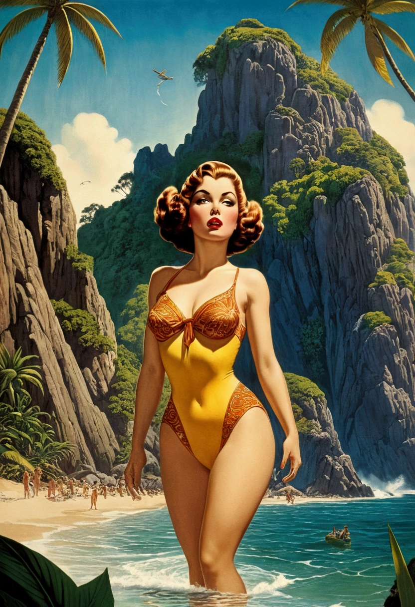 Mysterious Island, by Alexei antonov, cinematic still, (best quality, masterpiece), very aesthetic, perfect composition, intricate details, ultra-detailed, vivid colors