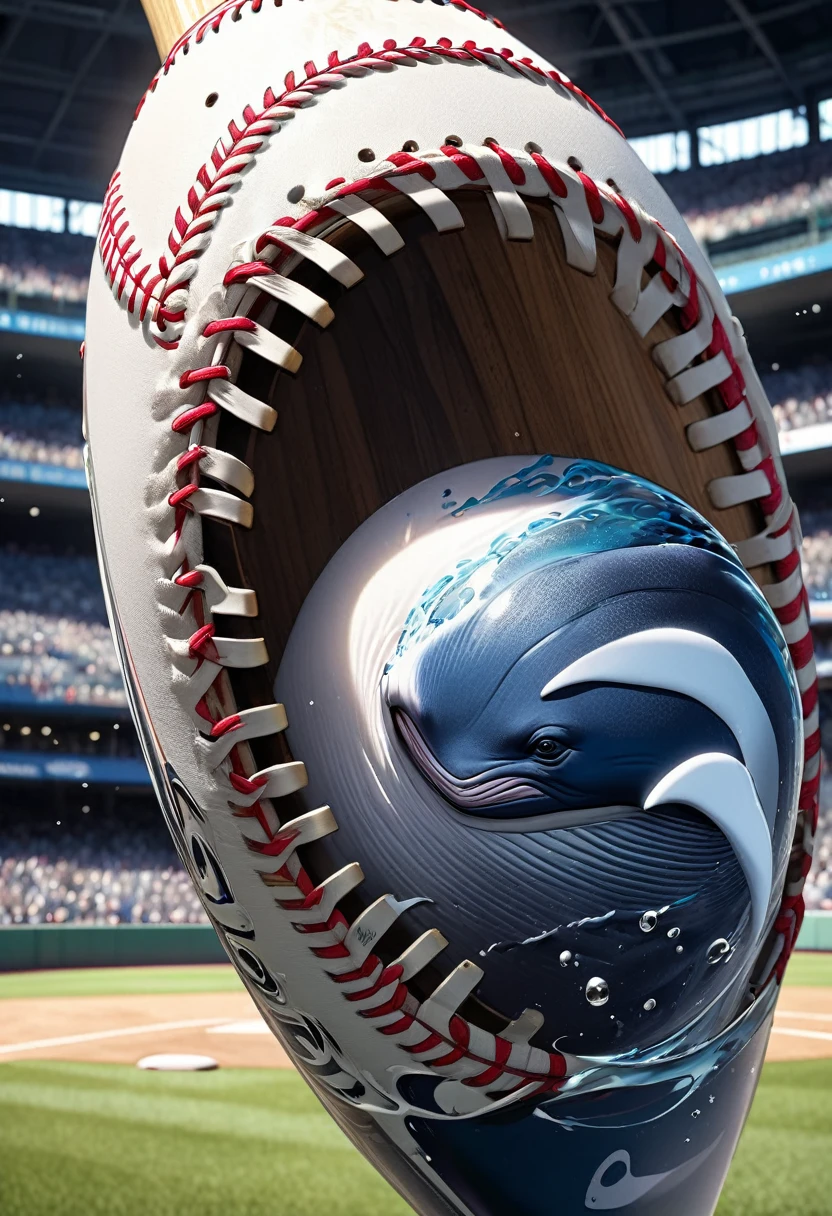 masterpiece, 8k, best quality, highly detailed, a baseball bat that looks like a whale