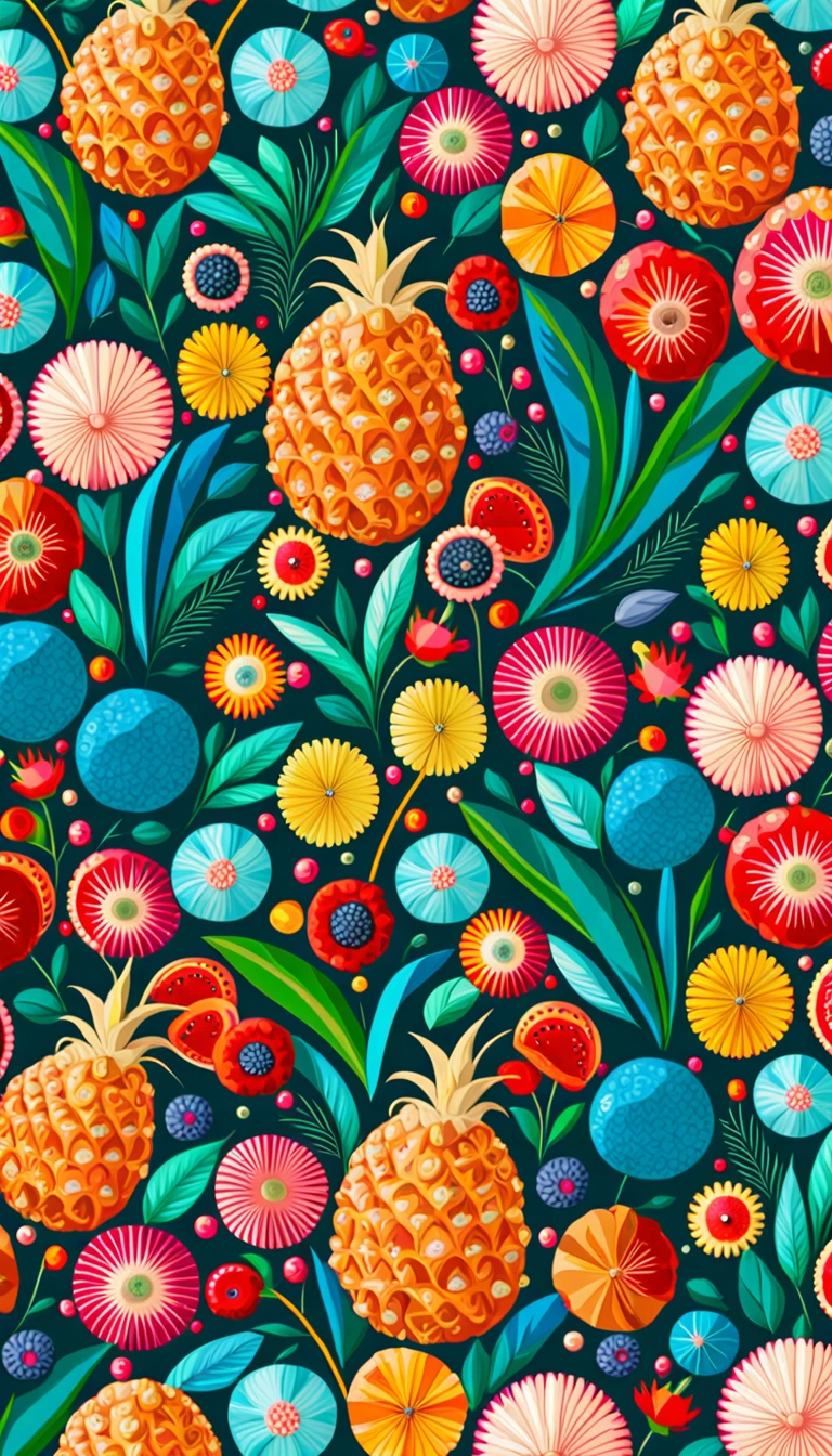 Seas of ((Colourful SUMMER VIBES FLOWER AND FRUIT)) MILLION SMALL ((YELLOW PINEAPPLE, BLUE BUTTERFLY)) In the (PINK LIGHT COLOR BACKGROUND:2.5) — ocean breeze, sun-bleached driftwood, and a touch of salty sea air. ((WHITE FLOWER)) colourful BERRIES, ((YELLOW SMALL STARS)) FRUITs, ((COLORFUL FRUIT)), ((GREEN LEAFY FLORA)), (strawberry), BLUE rose, cherry || (embroidery) seamless pattern, fruit, FRUIT, diamond, pearls, Best quality, masterpiece, ultra high res, (photo realistic:1.4), surrealism, dream-like, ((abstract art)), vector arts, FRUIT, tulips, magnolia, lily rose ((FLOWER, DIAMOND, PEARLS)) a close up of a PINEAPPLE pattern, PINEAPPLE wallpaper, ornate PINEAPPLE, PINEAPPLE pattern, PINEAPPLE explosion, PINEAPPLE! intricate, PINEAPPLE PINEAPPLE, FRUITs colourful, chinoiserie pattern, VECTOR wallpaper, PINEAPPLE renewal, with colourful FRUIT and plants, PINEAPPLE dream, garden FRUITs pattern, PINEAPPLE patterned skin, PINEAPPLE design, PINEAPPLE motives, boho PINEAPPLE vines, (8k, RAW photo, best quality, masterpiece:1.2, Sharp image, vector)