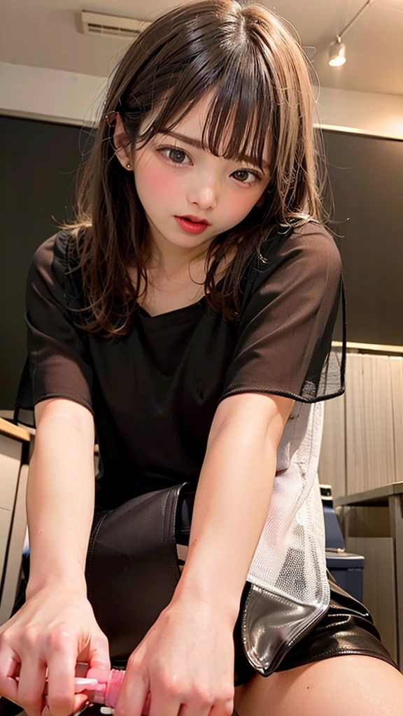 (((masterpiece,Highest Resolution,4K High Resolution,Crisp image quality:)Pussy juice(Detailed Hair,)(Inserting a dildo into a beautiful pussy)((Beautiful Teacher,Insurance class,Sex Classes:1.2)(Adult female:1.5)Beautiful big ,Beautiful nipples,blackboard,pupil,Chalk,(It is attracting attention from students)Embarrassed and wide-open legs,Tight Skirt,blouse,lipstick,Pussy juice,(Insertion shot from slightly below)