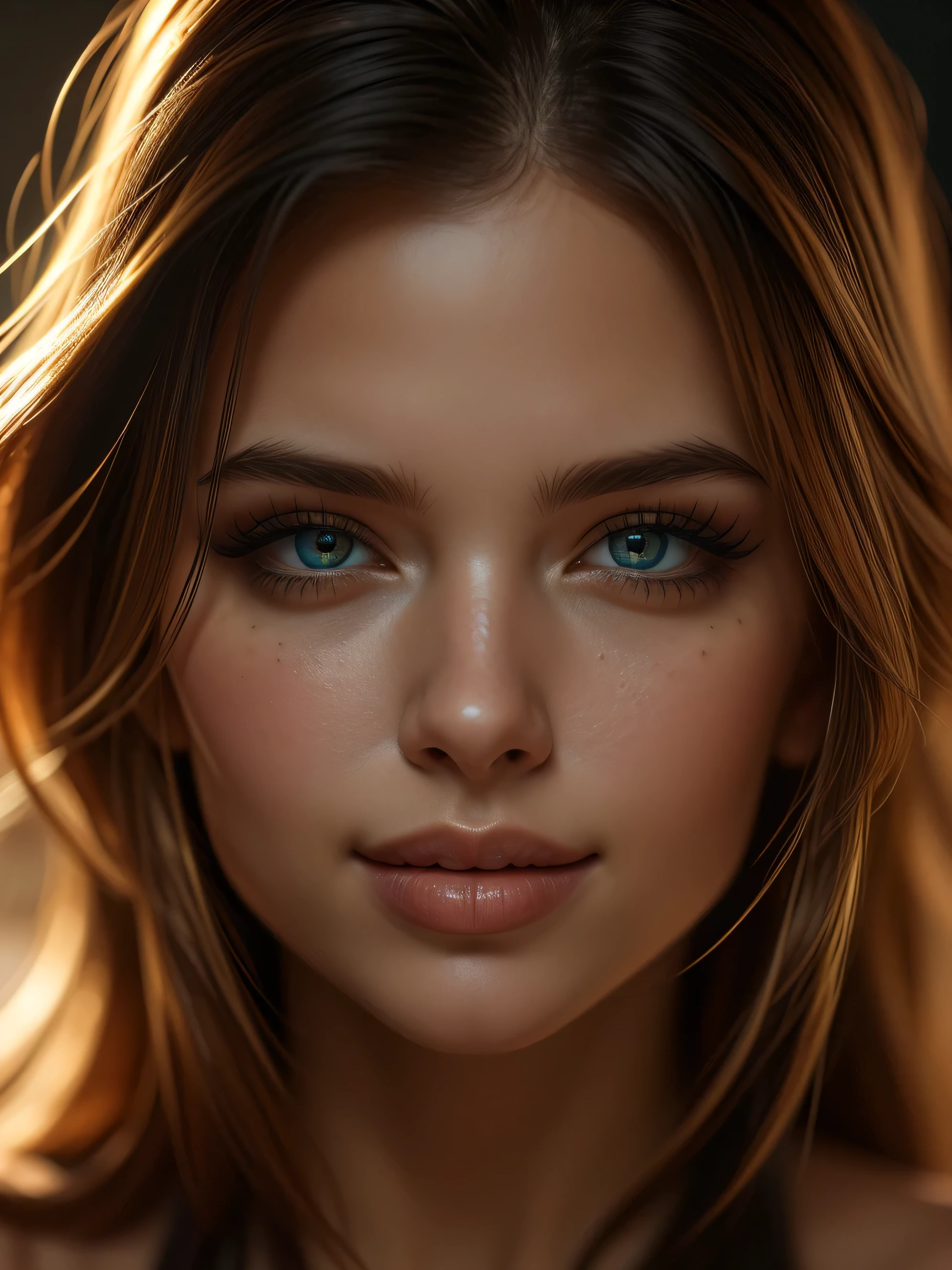 (((ultra realistic))) A close up Photo, masterpiece, top quality, (Ultra detailed face and eyes:1.3), 1 girl, astonishing beauty, ultra beautiful cat eye makeup, seductive smile, seductive queen, (special attention to skin detail: 1.2), Ultra detailed eyes, Erotic atmosphere, beautiful golden flowy hair, strong jaw line, perfect geometry