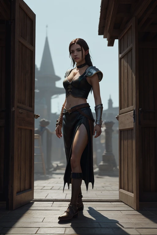 girl 1, serious expression, model shooting style, (Highly detailed CG Unity 8k wallpaper), Full-body photos of the most beautiful works of art in the world, medieval armor, Professional and spectacular oil paintings by Ed Blinkey, Atei Gailan, studio ghibli, jeremy man, Greg Manches, Antonio Moro, Art Station Trends, Popular on CGSociety, convoluted, high detail, sharp focus, dramatic, realistic painting art by midjourney and greg rutkowski, beautify one's face,