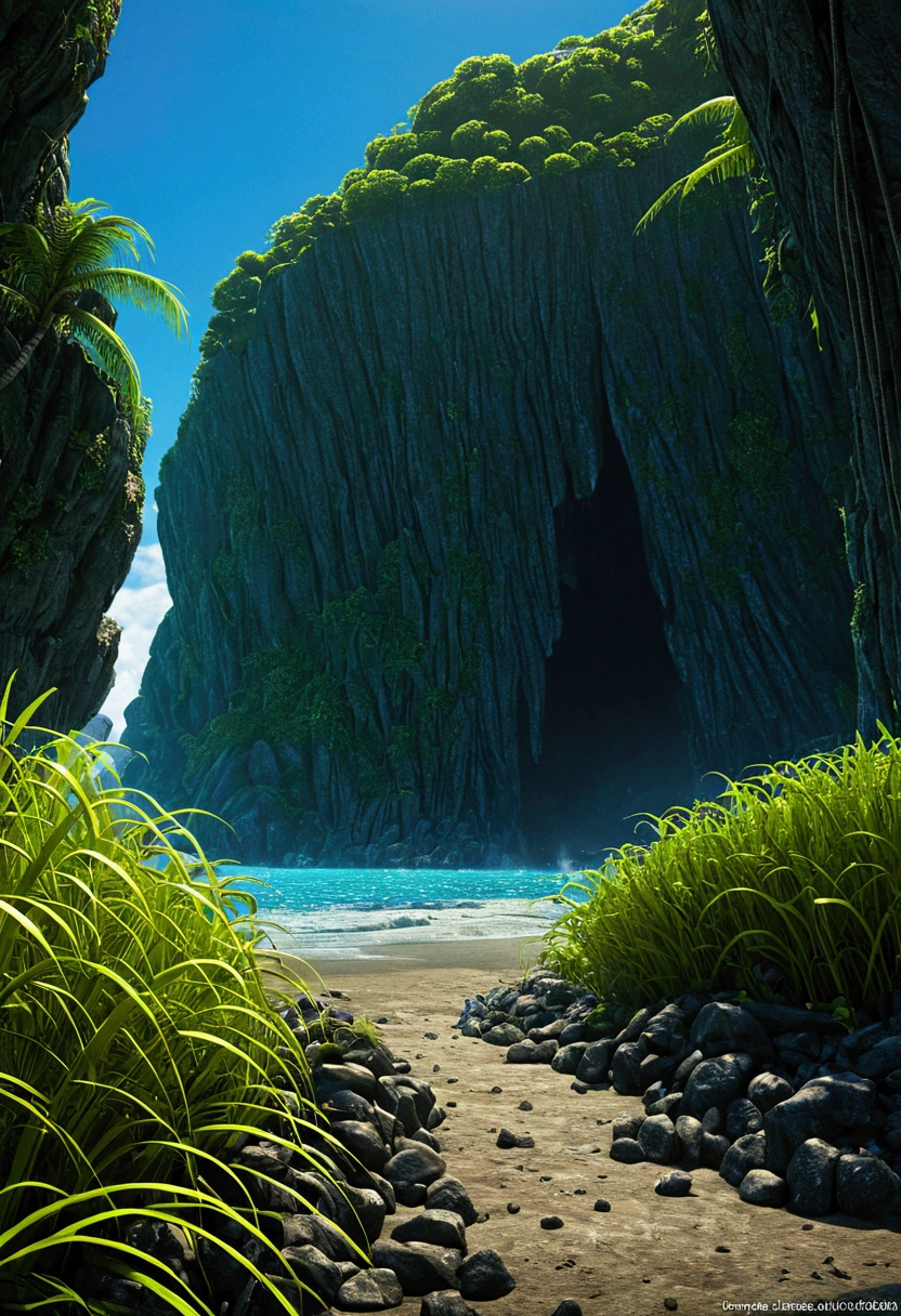 Mysterious Island, by Alexei antonov, cinematic still, (best quality, masterpiece), very aesthetic, perfect composition, intricate details, ultra-detailed, vivid colors