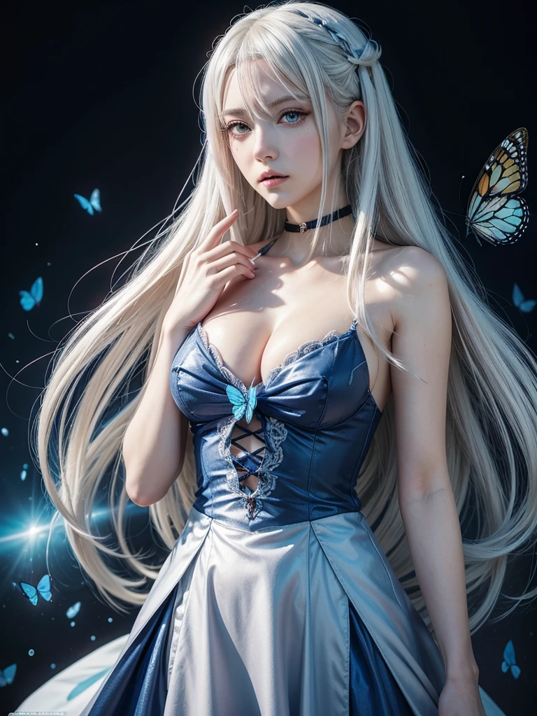 anime girl with white hair and blue eyes holding a butterfly, anime wallpaper, anime look of a beautiful girl, tall anime guy with blue eyes, detailed Anime main art, high quality anime art style, anime character, hd anime wallpaper, Anime main art, beautiful anime works, clean and detailed anime art, detailed anime character art, art style anime style genshin impact.