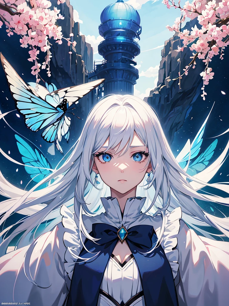 anime girl with white hair and blue eyes holding a butterfly, anime wallpaper, anime look of a beautiful girl, tall anime guy with blue eyes, detailed Anime main art, high quality anime art style, anime character, hd anime wallpaper, Anime main art, beautiful anime works, clean and detailed anime art, detailed anime character art, art style anime style genshin impact.