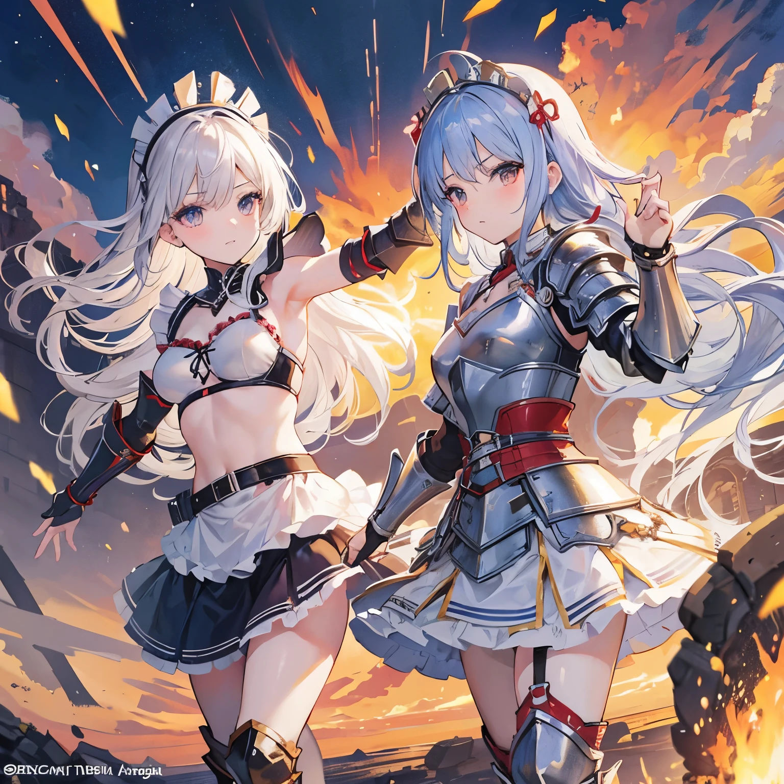 Anime maid girl clothes, bikini maid costume, gladiator armor, fantasy armor, ((gladiator armor)), light armor, gladiator armor, armor straps, tactical straps, battle camp, coliseum fight, gladiator costume