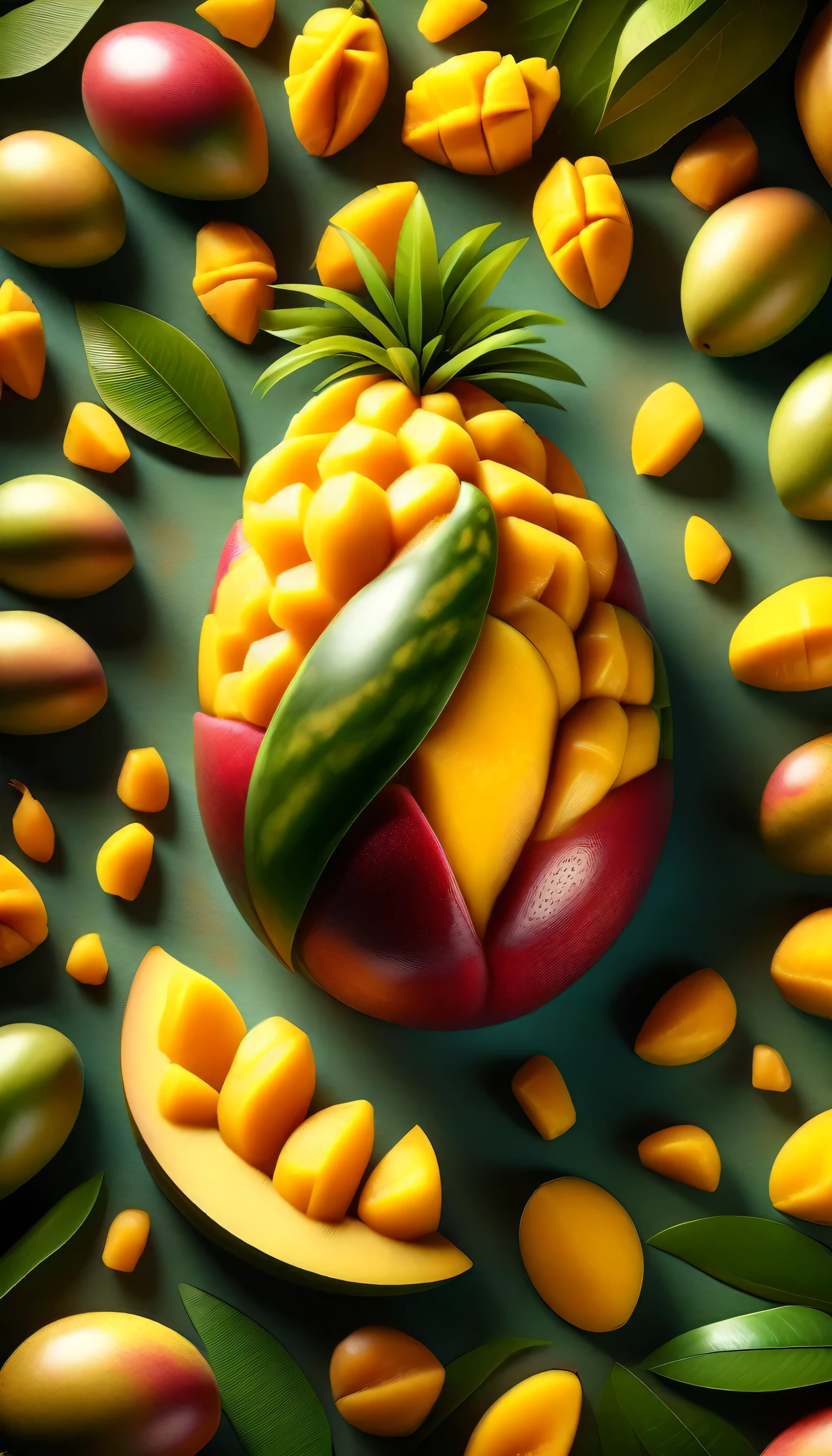 a luscious ripe mango, intricate detailed realistic photorealistic mango, tropical fruit, closeup high detailed mango, glossy ripe mango, golden yellow mango, juicy mango, bright natural lighting, 8k, hyperrealistic, photographic quality, cinematic lighting