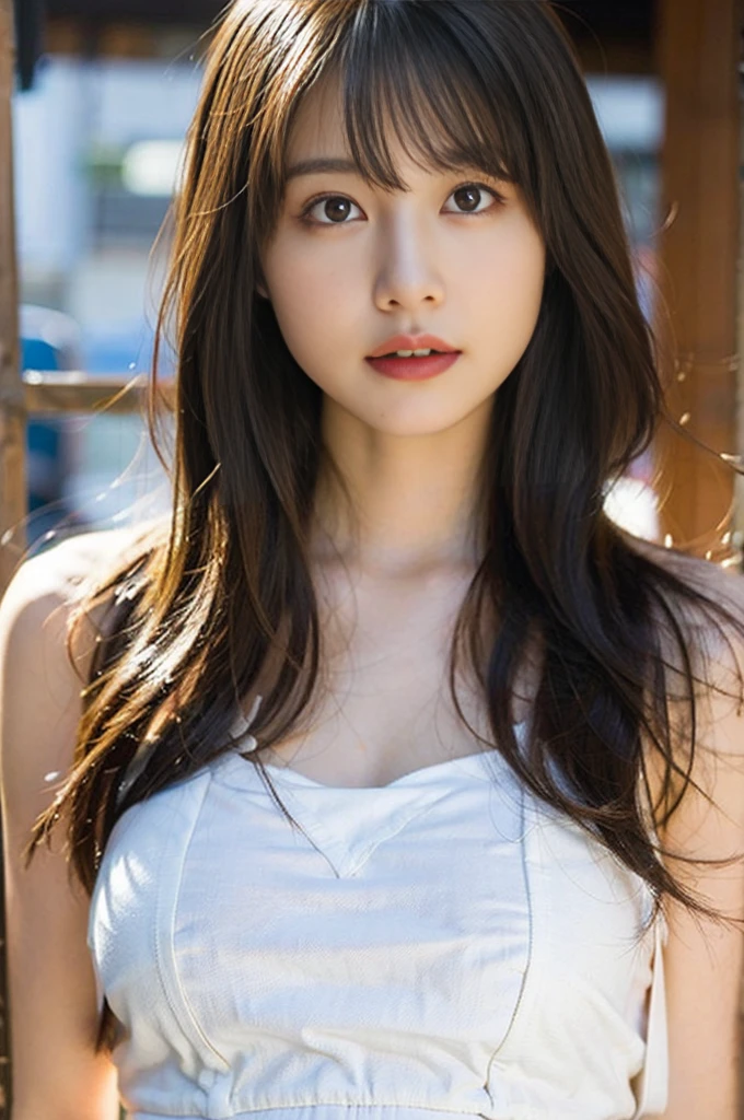 (8K、Raw photography、top-quality、masterpiece:1.2)、(realisitic、Photorealsitic:1.37)、ultra-detailliert、超A high resolution、女の子1人、see the beholder、beautifull detailed face、A smile、Constriction、(Slim waist) :1.3)、Beautiful detailed skin、Skin Texture、Floating hair、Professional Lighting、Whole human body、Longhaire、a blond、Bob Hair、white swimwear、b cup breasts、de pele branca、Lace Material