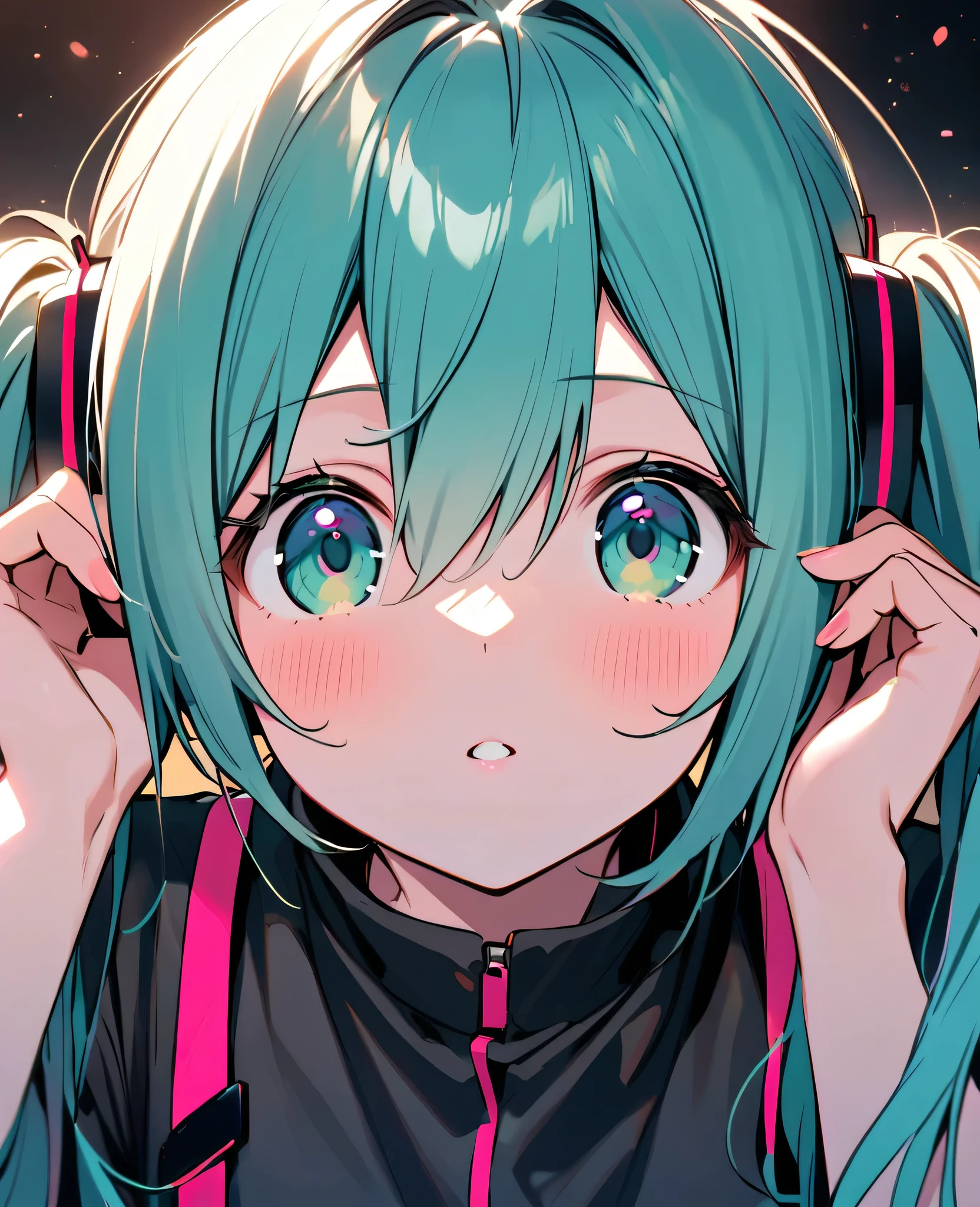 1girl, alone, hatsune_miku, with flacamisa shirt, mengaokamisa shirt,