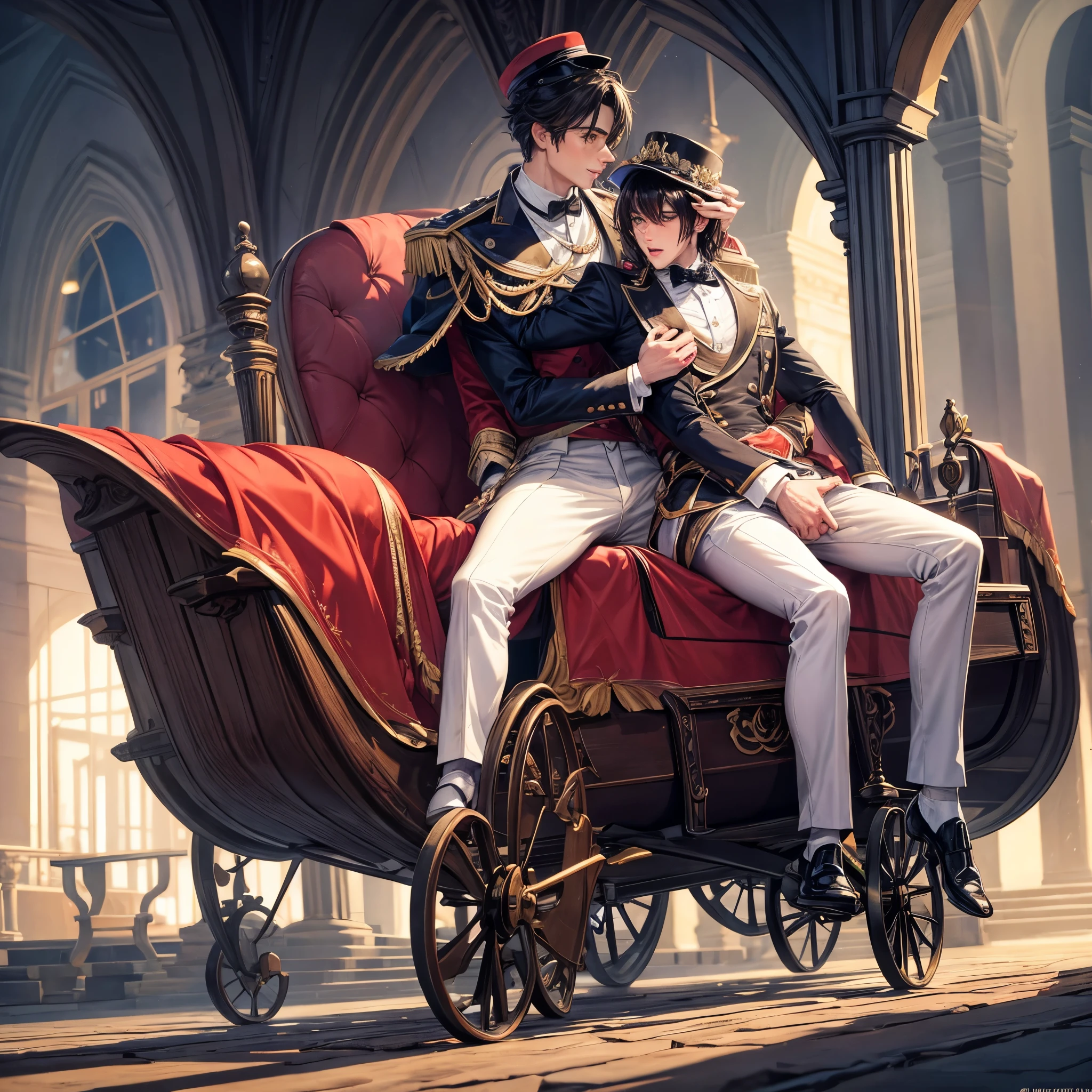 A gay having sex in a carriage