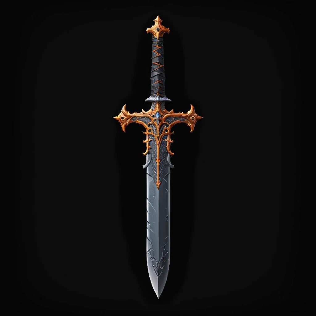 pixel art, simple black background, game icon, rusted old bastard sword,
