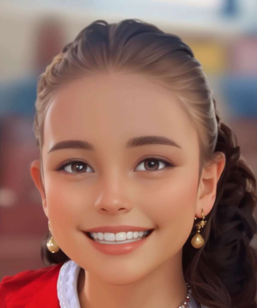 ((one smiling, work of art,best qualityer)), 4K, high resolution, 1 girl, standing alone, ssmile, brown dress, (perfumer's outfit2:1.2),