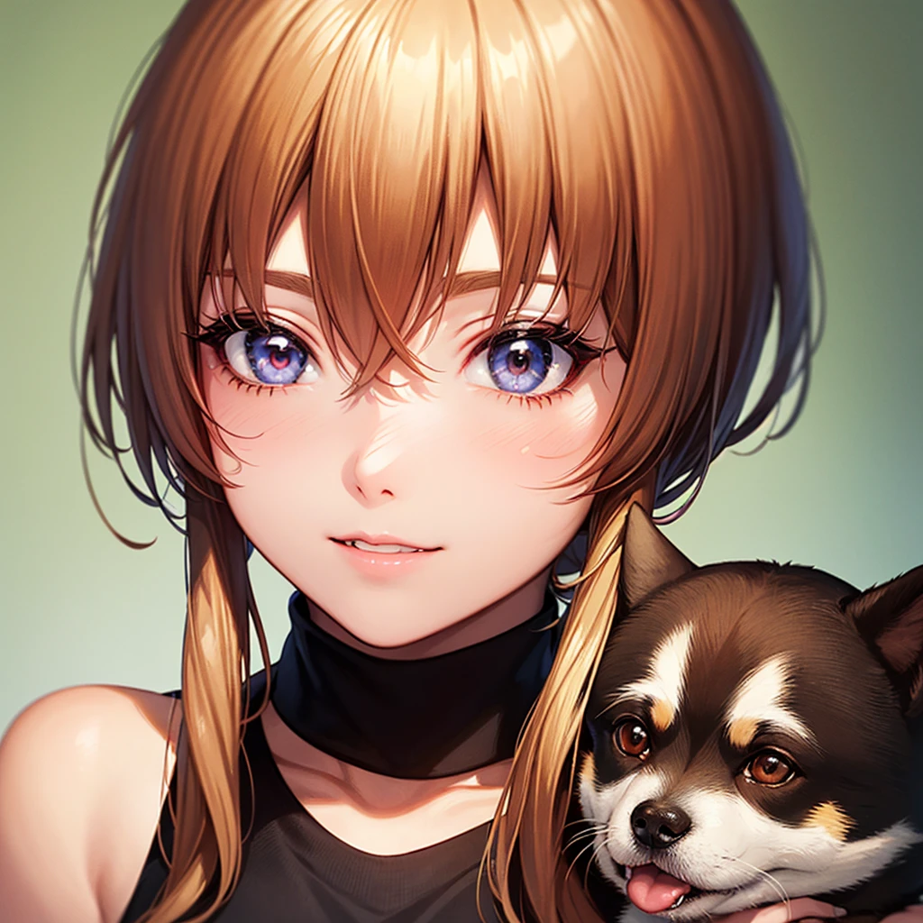 (Details of a very cute face), (Highest quality:1.4), 8k resolution, High resolution, One girl, cute , best cute, Super cute detailed face, Smooth Skin, Beautiful eyes in every detail, Official portraiture, Fine skin, Apply gloss to your lips, Lips parted, Japanese, Casual Fashion, Smile, wariza, Shiba Inu puppy, Holding a Shiba Inu puppy, Shiba Inu licks a girl&#39;s cheek