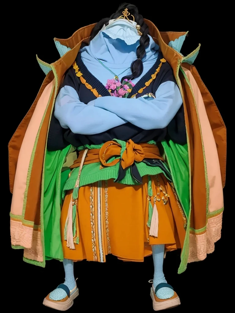 (work of art, best qualityer, high resolution), he cultivated four (oshi no ko), cyan cardigan, sweater, tenebrosa_Unripe_chemise,mini-skirt, standing, open open clothes, standing alone,