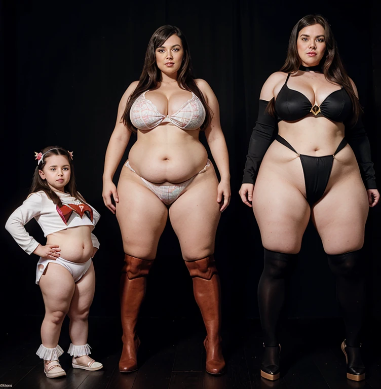 dwarf and two bbw superheroines, full bodies