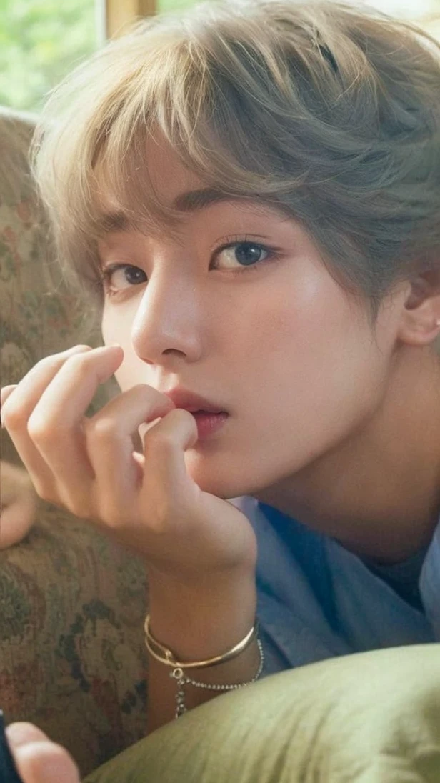 blurred image of a person making a peace sign with their hands, Kim taehyung,Taehyung \the right eyelid is swollen, taehyung \the full lips, rosto preciso do taehyung, taehyung, taehyung \o nariz grego, Jung Jaehyun, adorable and pale korean face, jossi do blackpink, hyung tae, Kim Doyoung, Sun Yunjoo, Hong junho hyung