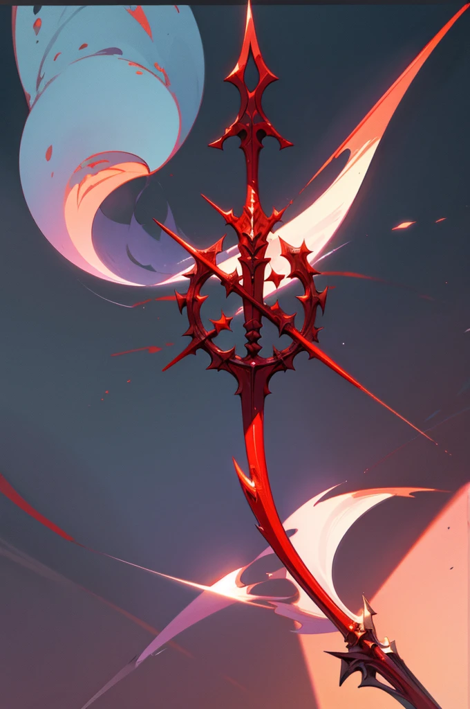 red magical ornate two pronged trident